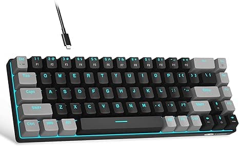 Keyboard, Portable 60% Mechanical Gaming Keyboard, MK-Box LED Backlit Compact 68 Keys