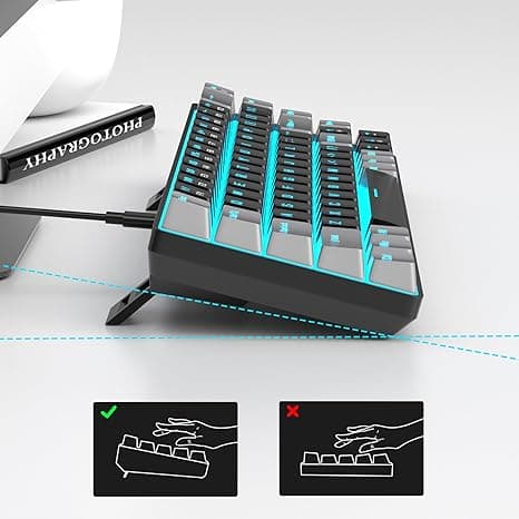 Keyboard, Portable 60% Mechanical Gaming Keyboard, MK-Box LED Backlit Compact 68 Keys - alternate view